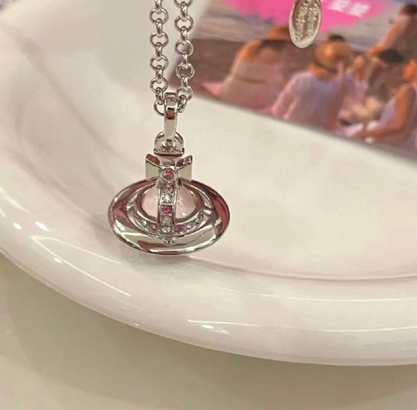 Vivienne Westwood Saturn Orb Pink Crystal Pendant Necklace view