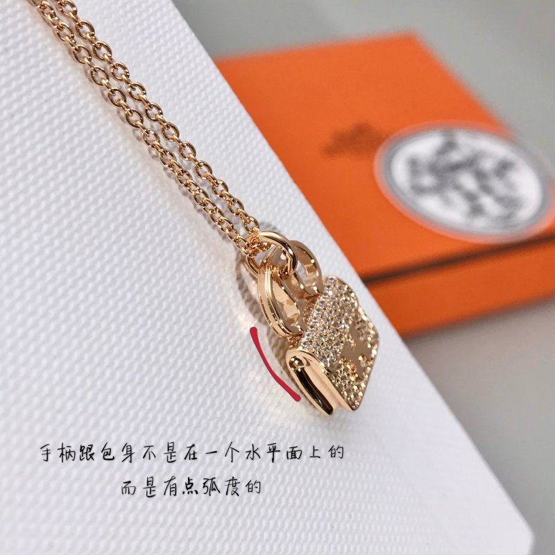 Hermès Constance Bag Pendant Necklace – Diamond Gold view