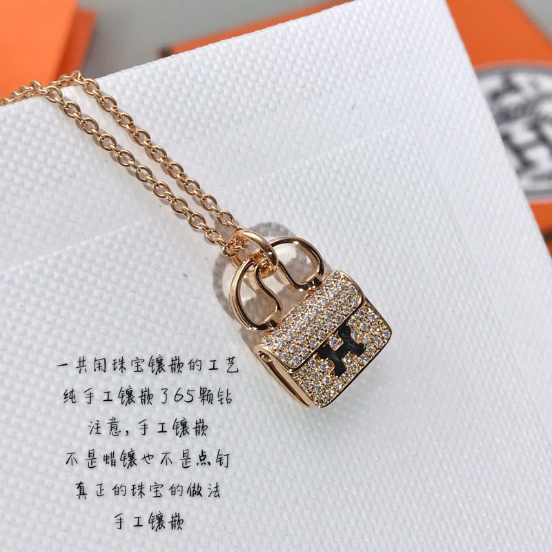 Hermès Constance Bag Pendant Necklace – Diamond Gold view