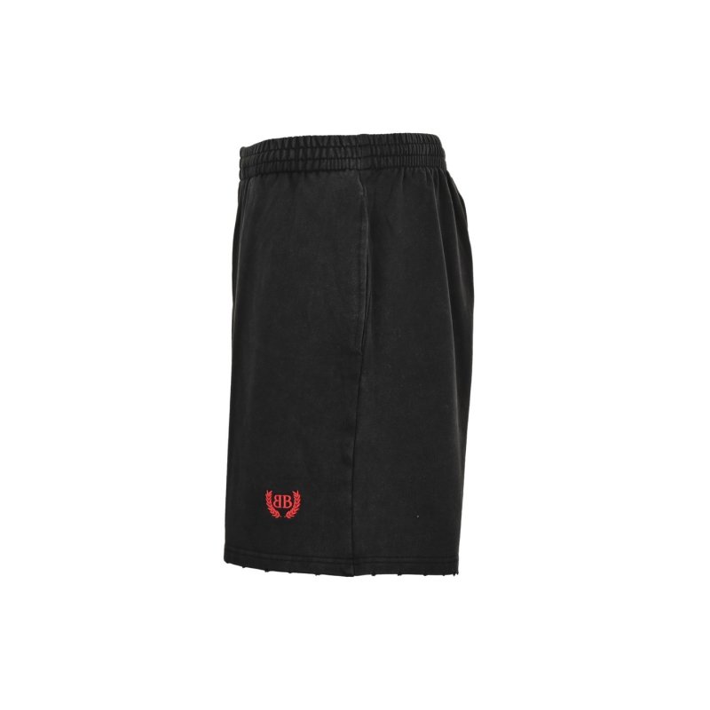 Black T-Shirt & Shorts Set with Red Rose Embroidery view