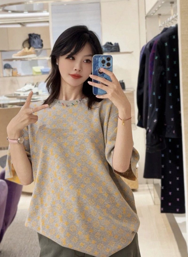 Grey & Gold Floral Print Short Sleeve T-Shirt