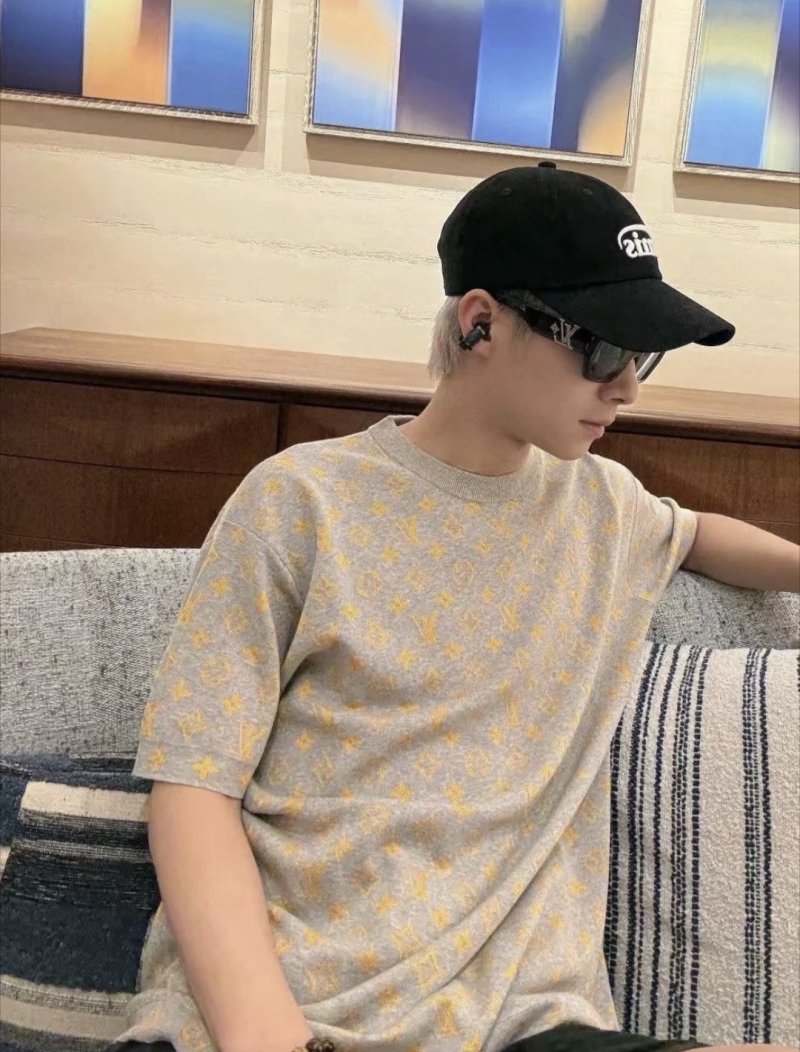Grey & Gold Floral Print Short Sleeve T-Shirt view