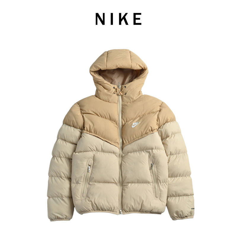 Nike Colorblock Puffer Jacket Cream & Tan view