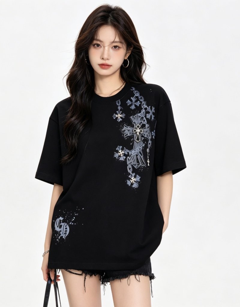 Chrome Hearts Black Cross Ornate Graphic T-Shirt view