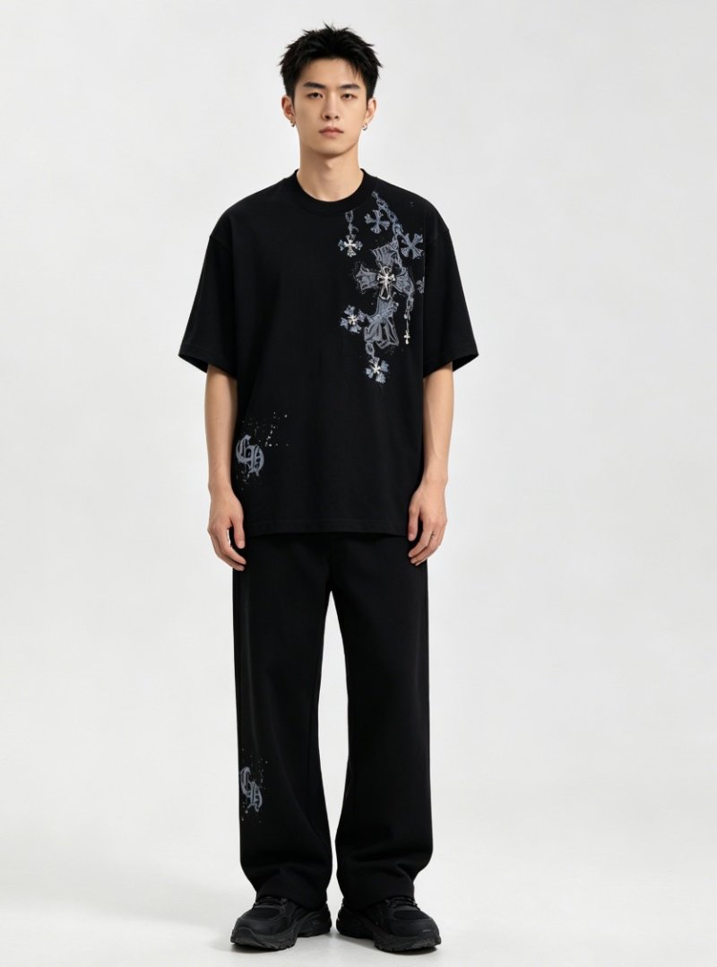 Chrome Hearts Black Cross Ornate Graphic T-Shirt view