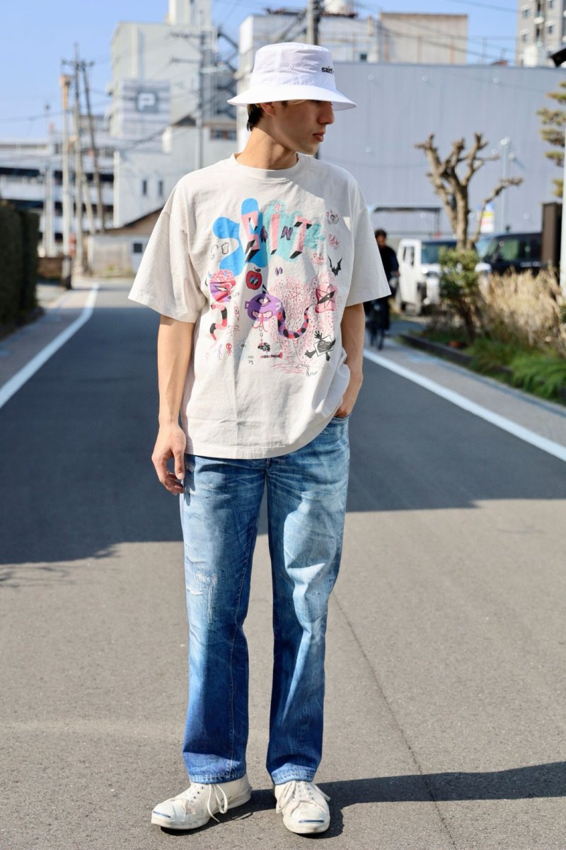 White Graphic Print Short Sleeve T-Shirt with Colorful Abstract Design view