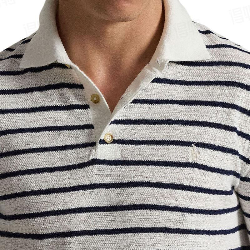 Striped Polo Shirt Navy & White
