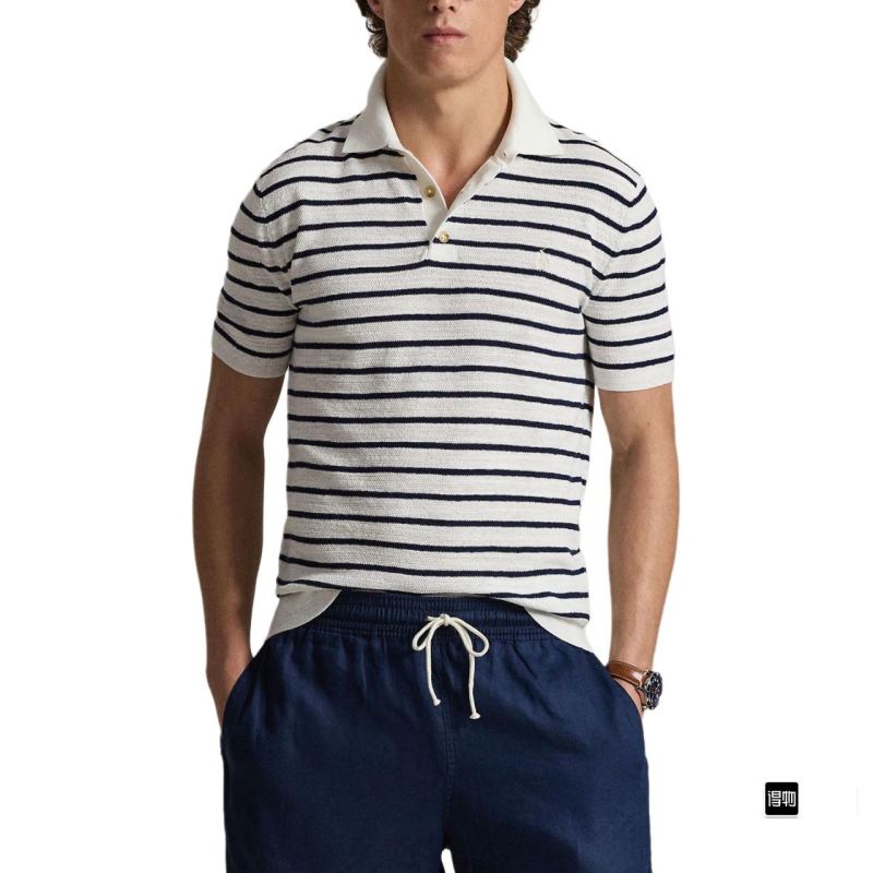 Striped Polo Shirt Navy & White view