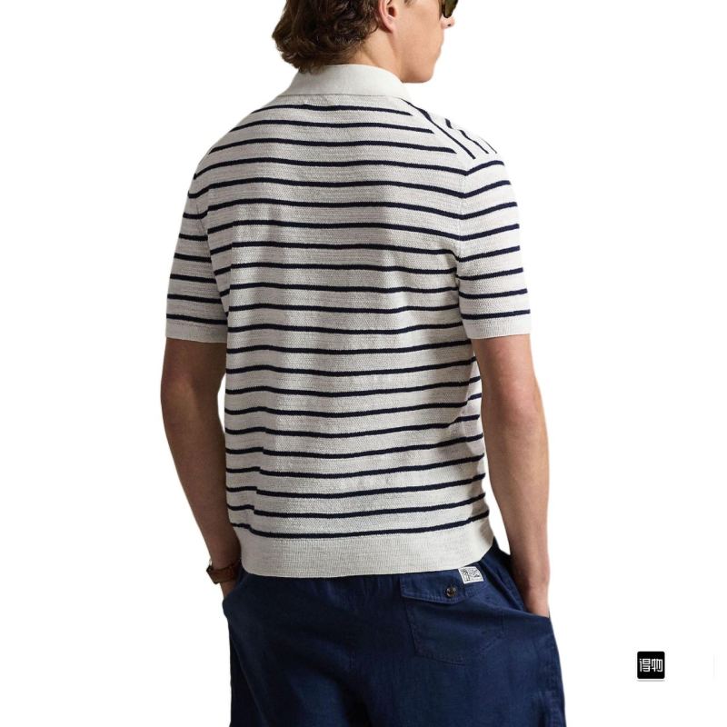 Striped Polo Shirt Navy & White view