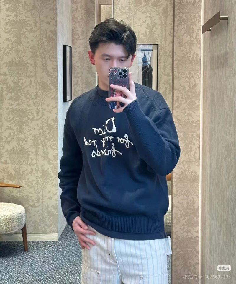 Black Graphic Text Crew Neck Sweater