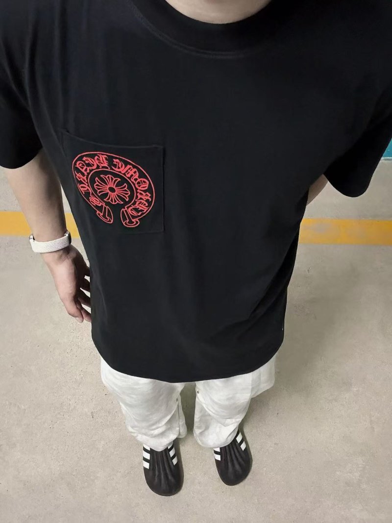 Chrome Hearts Black T-Shirt with Red Horseshoe Logo view
