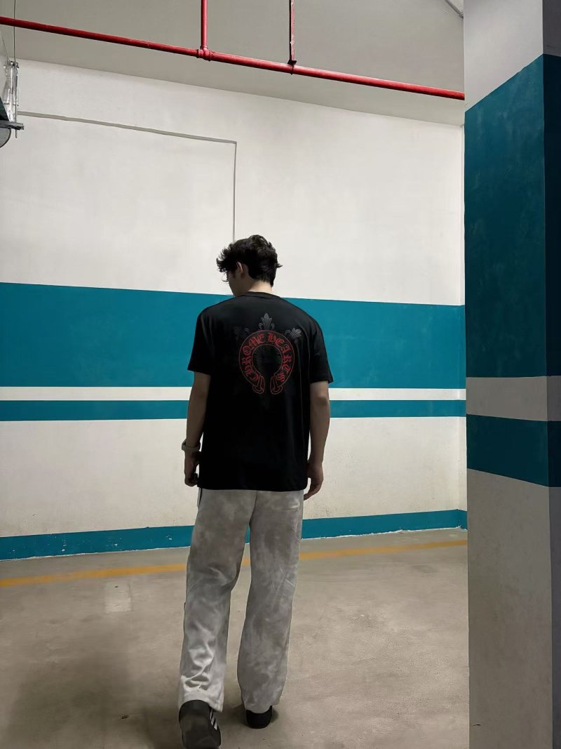 Chrome Hearts Black T-Shirt with Red Horseshoe Logo view