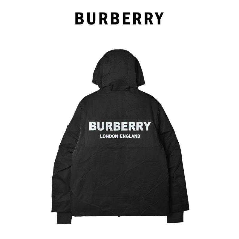 Black Hooded Down Jacket with Cargo Pockets view