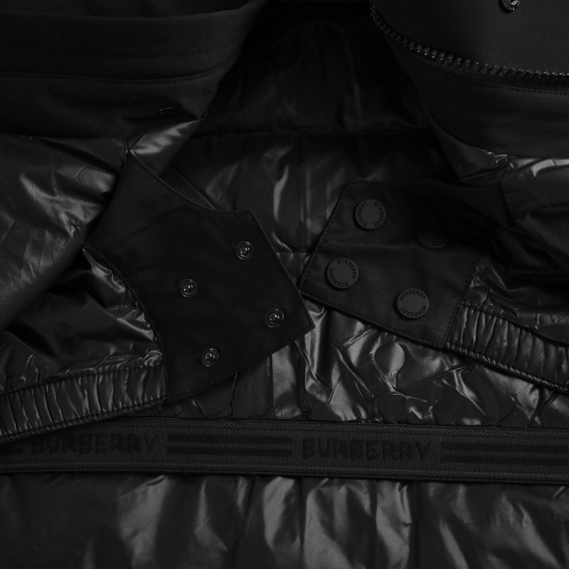 Black Hooded Down Jacket with Cargo Pockets view
