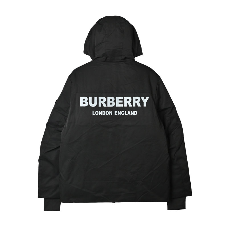 Black Hooded Down Jacket with Cargo Pockets view