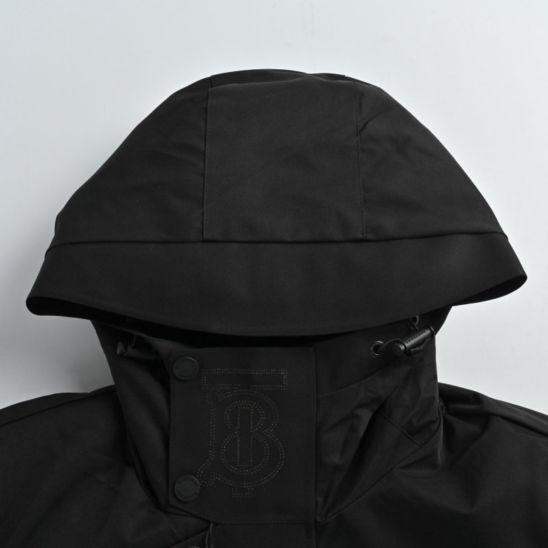 Black Hooded Down Jacket with Cargo Pockets view