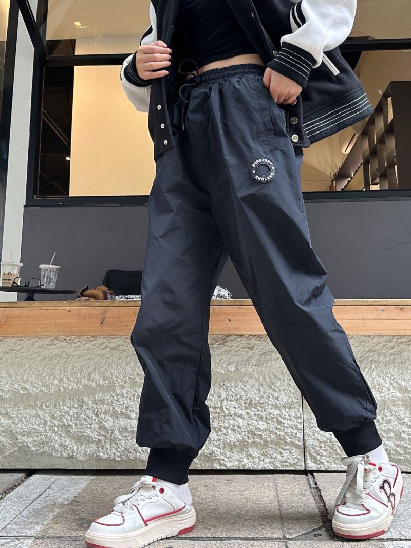 Navy Cropped Nylon Cargo Pants with Embroidered Logo
