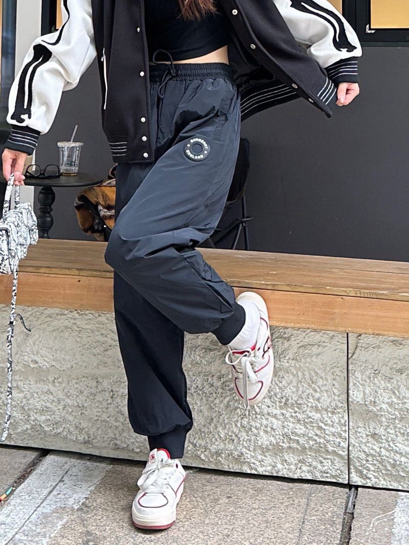 Navy Cropped Nylon Cargo Pants with Embroidered Logo view