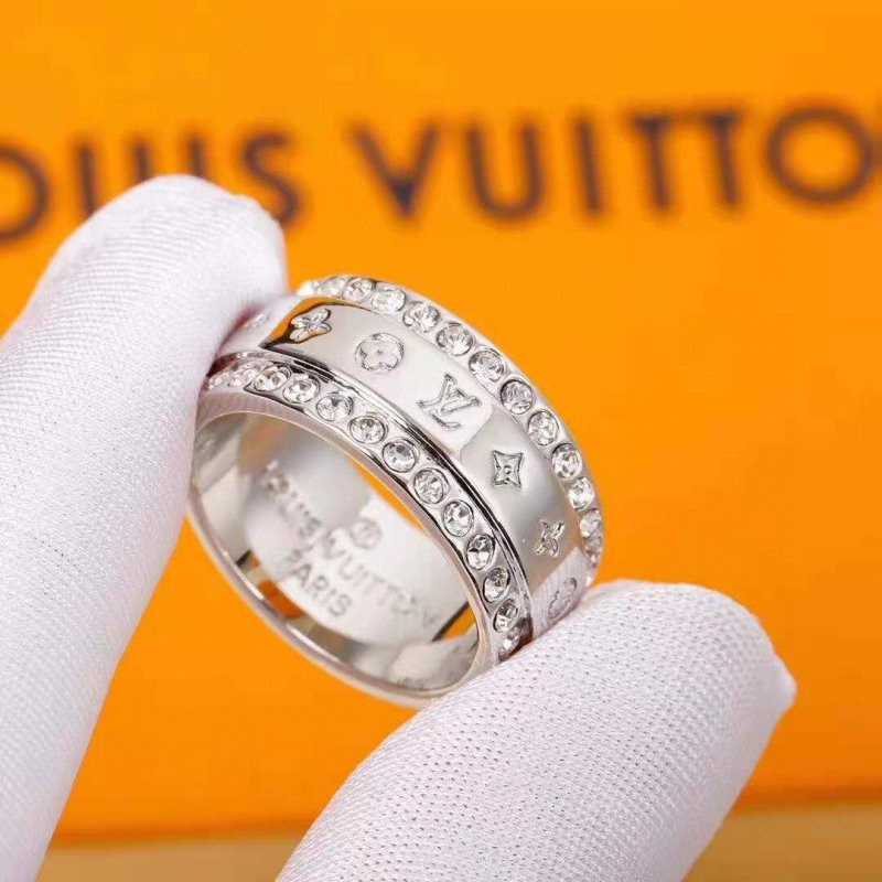 Louis Vuitton Crystal Double Row Diamond Ring Silver view