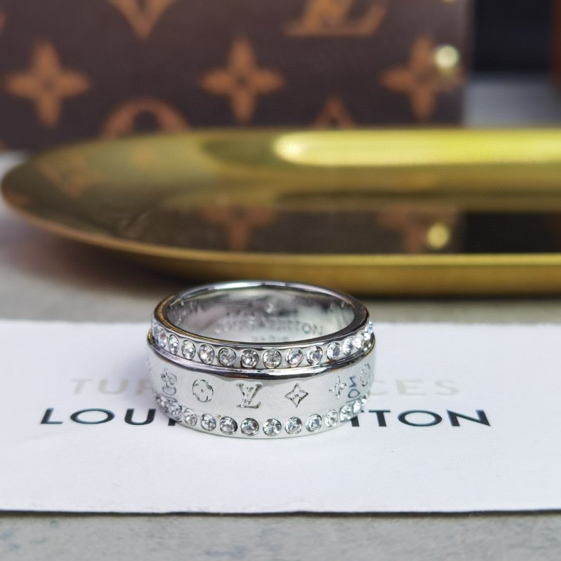 Louis Vuitton Crystal Double Row Diamond Ring Silver view