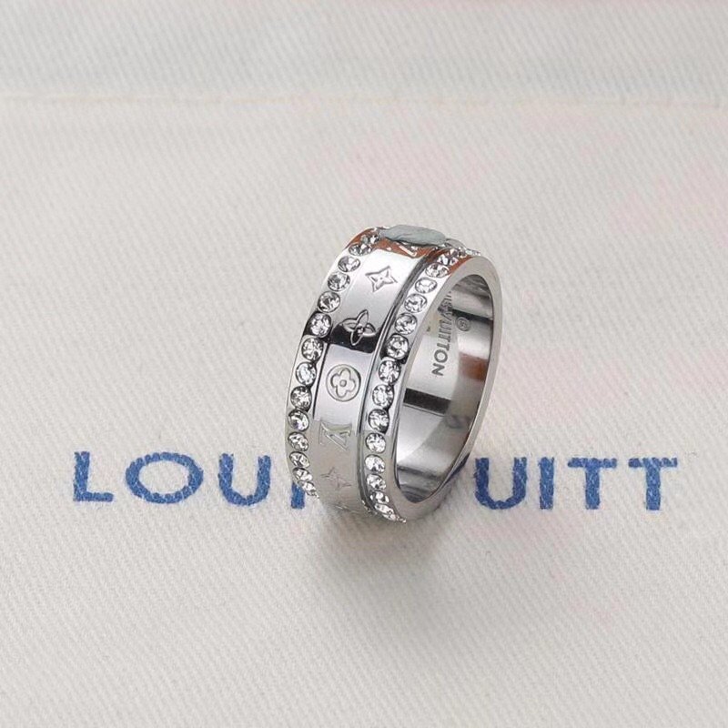 Louis Vuitton Crystal Double Row Diamond Ring Silver view