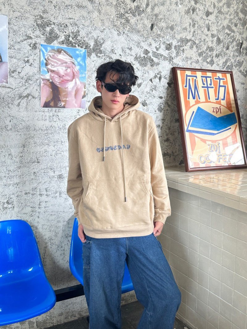 Beige Logo Pullover Hoodie view