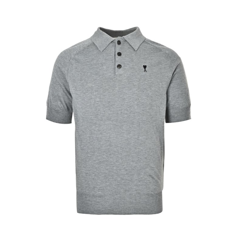 Ami Grey Knit Polo Shirt view