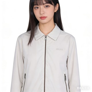 Zegna Cream Collared Zip Jacket