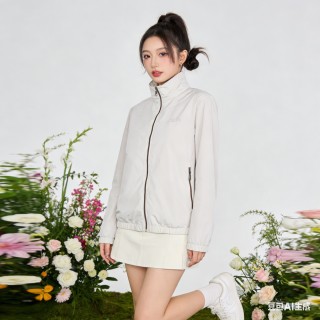 Zegna Cream Collared Zip Jacket view 9