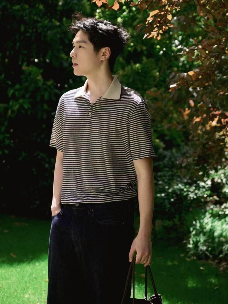 Black & White Striped Polo Shirt