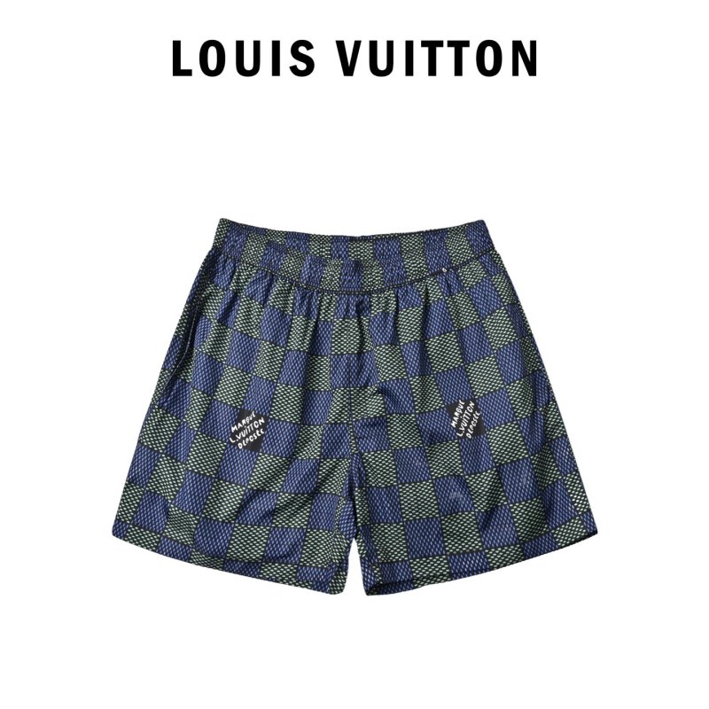 Navy Checkered Knit Shorts with Embroidered Details view