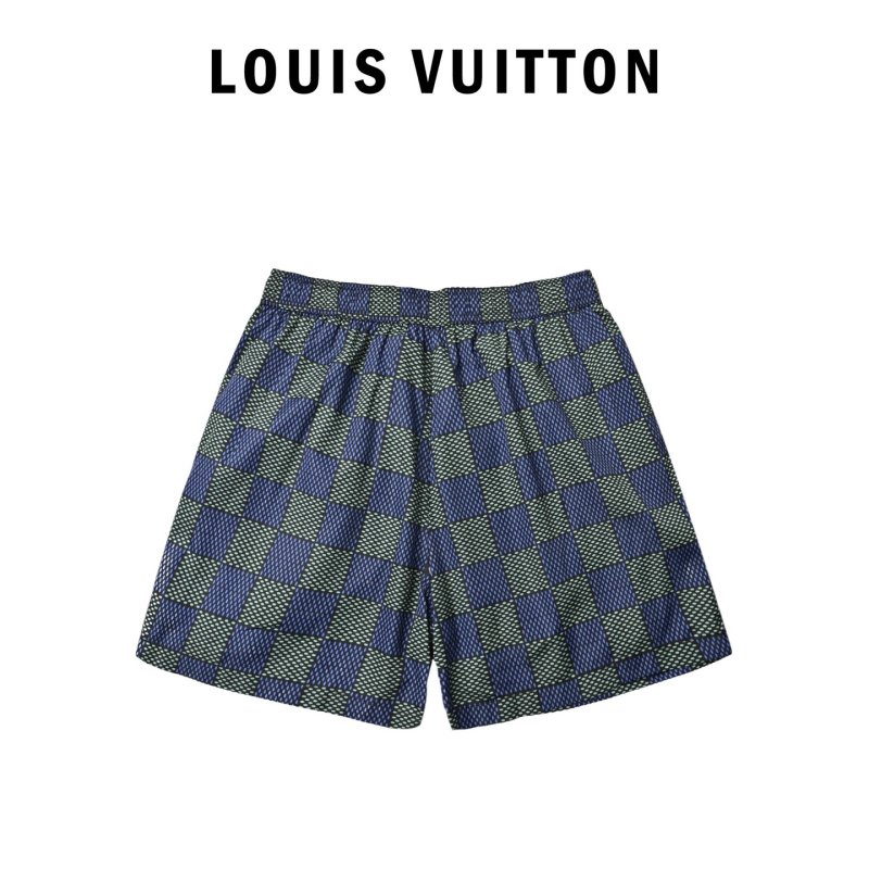 Navy Checkered Knit Shorts with Embroidered Details view