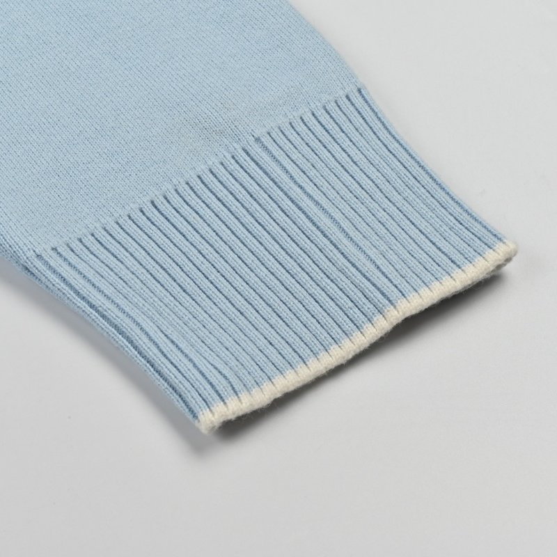 Oversized Knit Crewneck Sweater - Cream/Blue view
