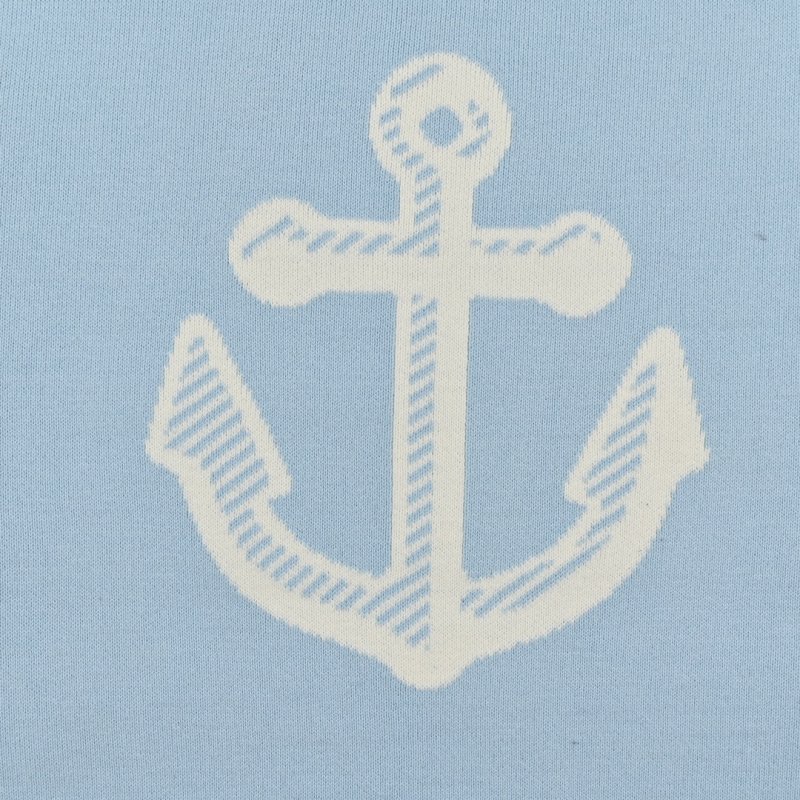 Oversized Knit Crewneck Sweater - Cream/Blue view