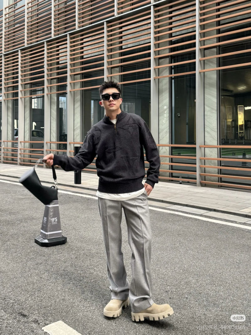 Charcoal Half-Zip Knit Sweater view