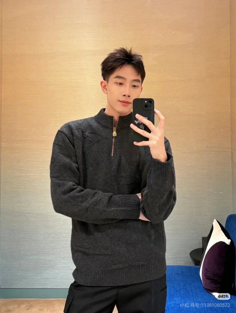Charcoal Half-Zip Knit Sweater view