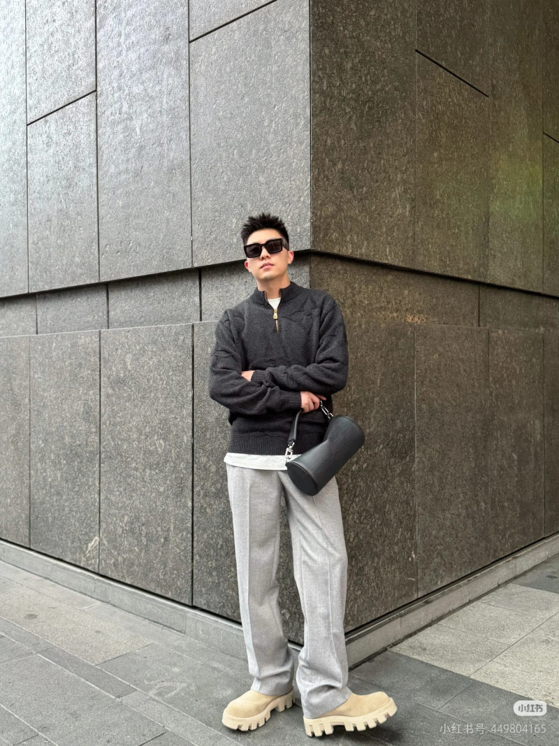 Charcoal Half-Zip Knit Sweater view