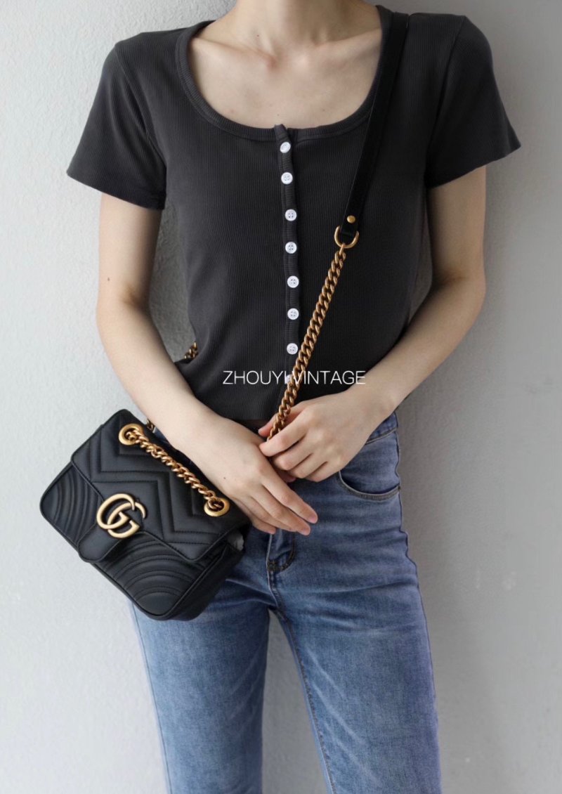 Gucci GG Marmont Black Quilted Shoulder Bag