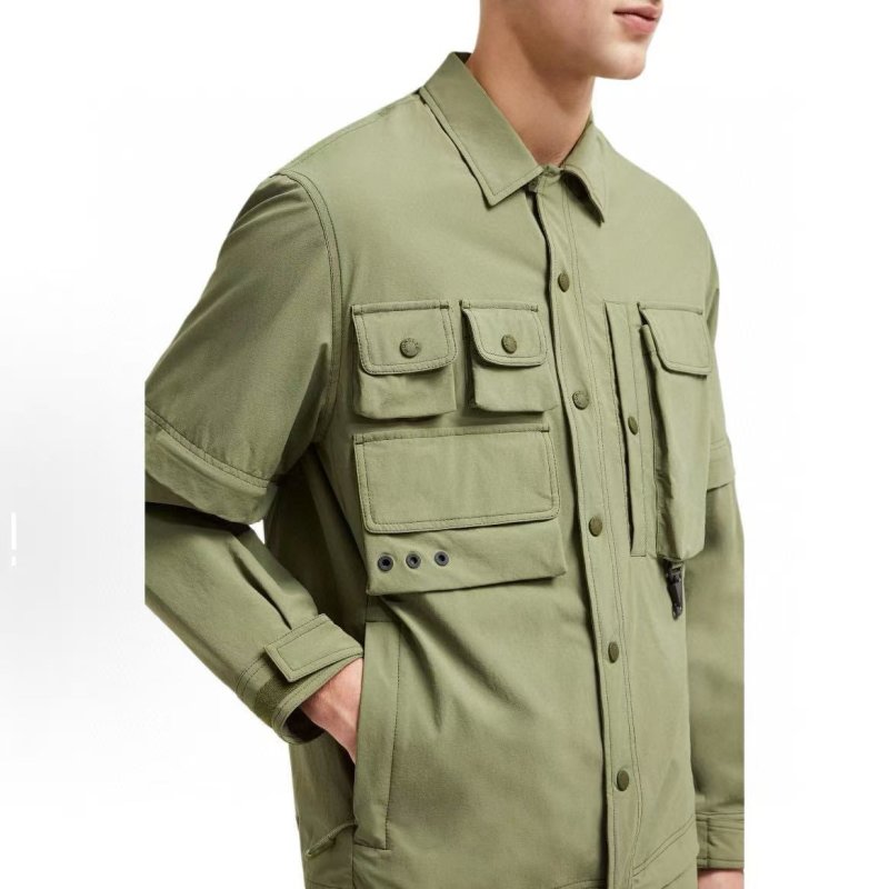 Sage Green Utility Shirt Jacket with Multi-Pocket Design