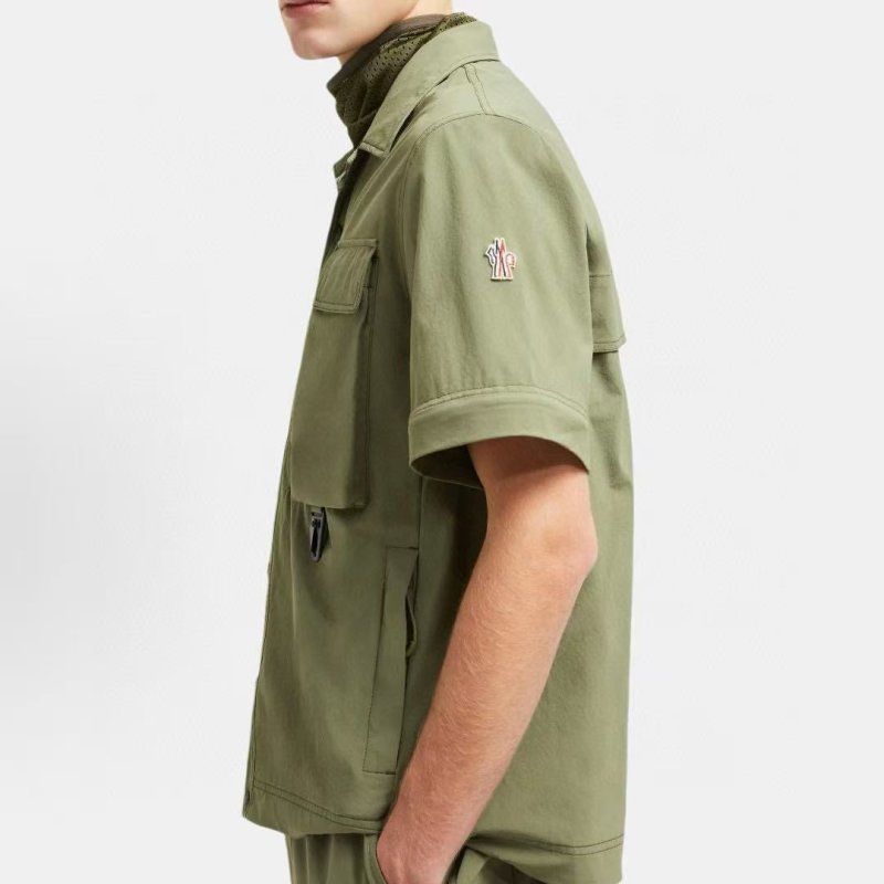 Sage Green Utility Shirt Jacket with Multi-Pocket Design view