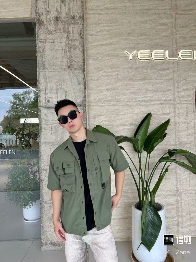 Sage Green Utility Shirt Jacket with Multi-Pocket Design view