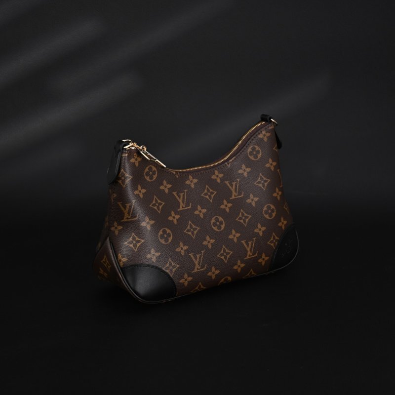 Louis Vuitton Boulogne Monogram Canvas Black Leather Shoulder Bag