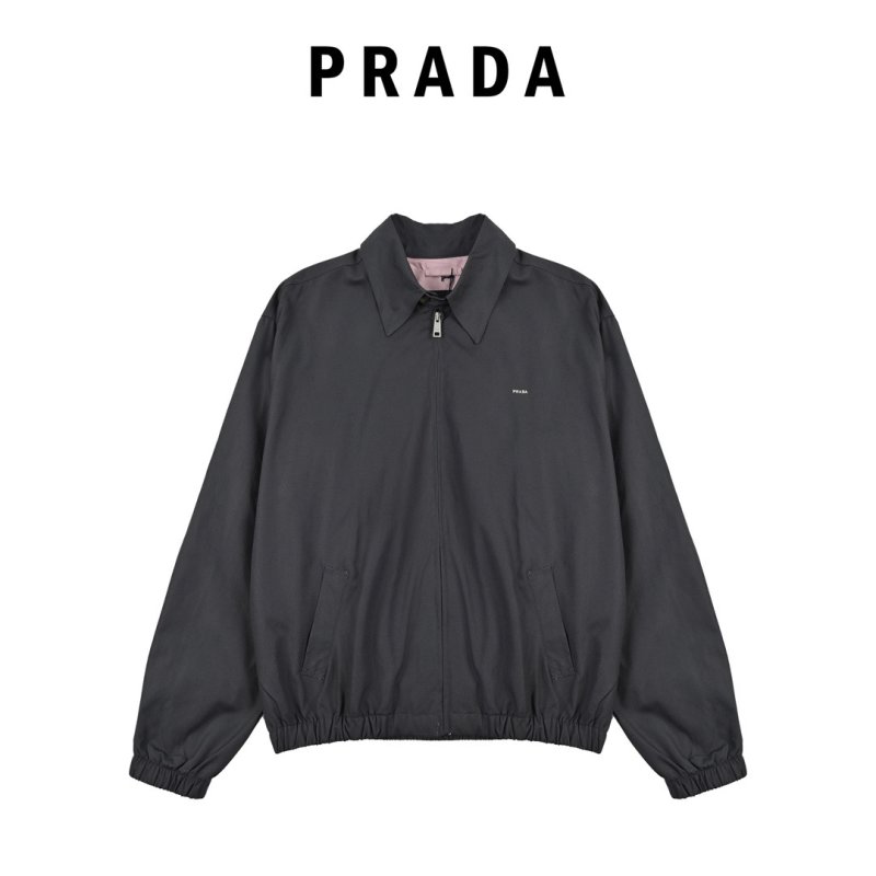 Prada Grey Nylon Zip Harrington Jacket view
