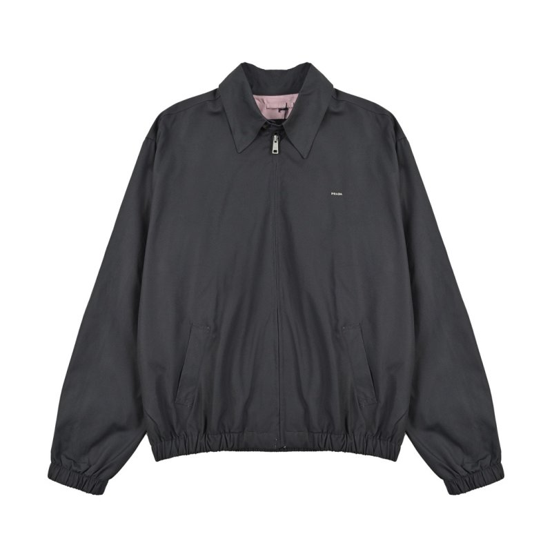 Prada Grey Nylon Zip Harrington Jacket view