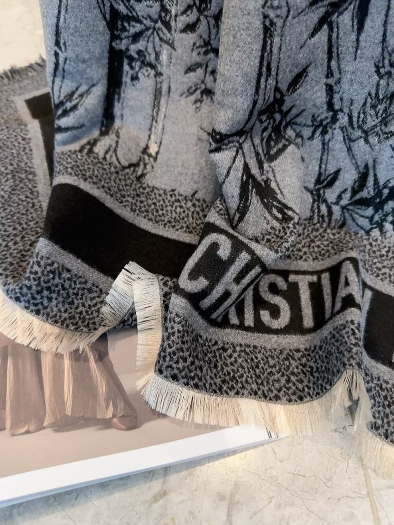 Dior Natura Toile de Jouy Silk Scarf White Grey view