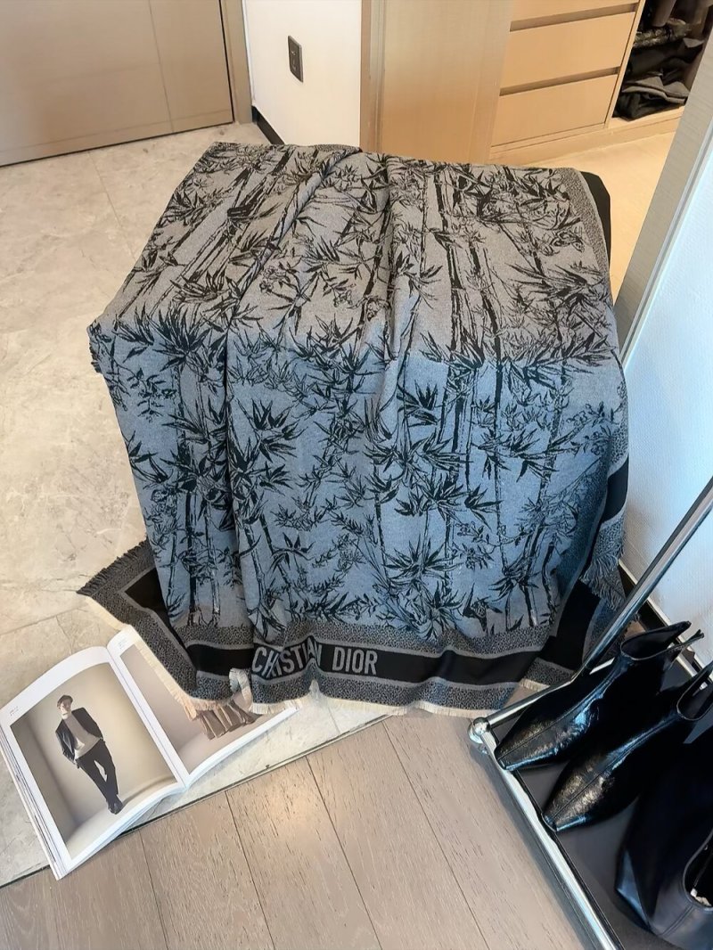 Dior Natura Toile de Jouy Silk Scarf White Grey view