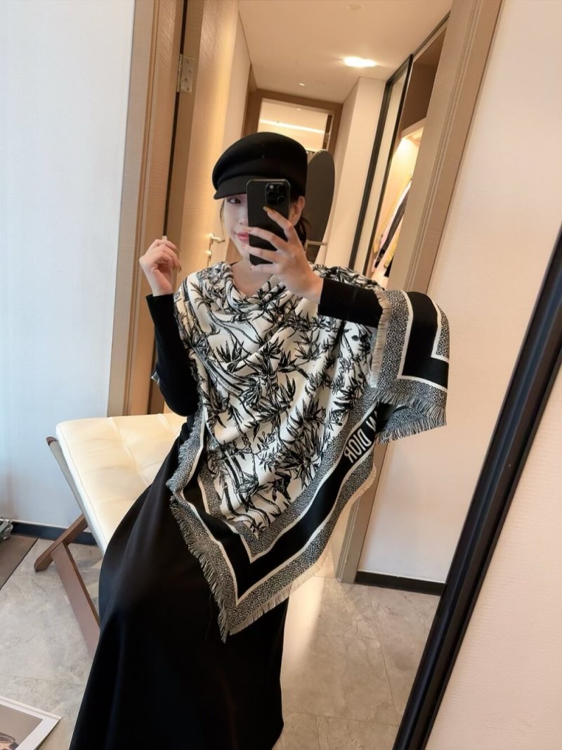 Dior Natura Toile de Jouy Silk Scarf White Grey view