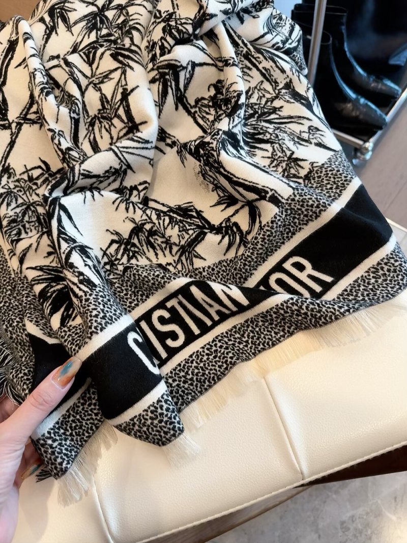 Dior Natura Toile de Jouy Silk Scarf White Grey view