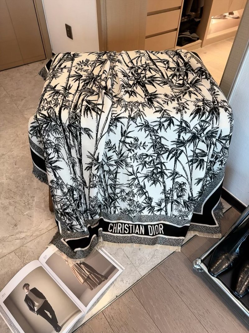 Dior Natura Toile de Jouy Silk Scarf White Grey view