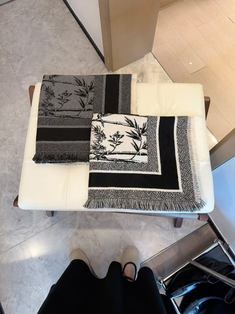 Dior Natura Toile de Jouy Silk Scarf White Grey view